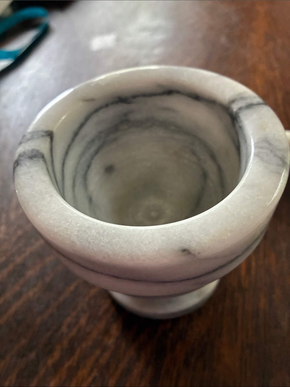 Marble Mortar and Pestle - White with Gray Veining - Picture 3 of 5